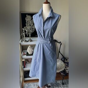 Banana Republic Blue Pinstripe Midi Dress